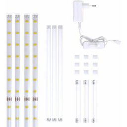 B.k.licht - Set de 4 bandes led à 50cm (2m au total) blanc éclairage décoratif cuisine vitrine télé