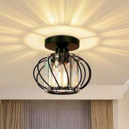 Led Luminaires de plafond à cristaux, lustre plafonnier cage et cristal e27 pour cuisine couloir
