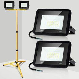 Randaco - Projecteur de chantier à led IP66 Projecteur led extérieur avec trépied 2X20W blanc chaud