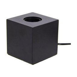 Xanlite - Lampe à poser cube en métal noir, compatible culot E27, IP20, 60W puissance max