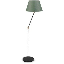 Lampadaire à bras pivotable Tæda H150cm Métal Noir et Tissu Vert - Vert