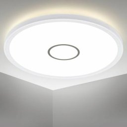 B.k.licht - Panneau led plafonnier rond pour salon salle à manger chambre 18W ultra-plat blanc