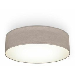 B.k.licht - Plafonnier textile taupe 2 douilles E27 rond Ø38cm éclairage plafond salon salle à
