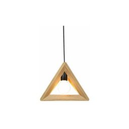 Suspension Design Triangle en Bois 32cm 110-220V Corde Ajustable-Luminaire Suspension Salle à Manger