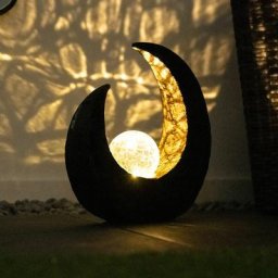 Led Crescent Moon Lampe Solaire Jardin Chemin Éclairage Stand Porche Verre Ball Floor Luminaire