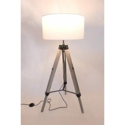 Lampadaire trépied - Eclairage d'intérieur - Lampadaire Elly - Réglable Bois - 145 cm - Blanc