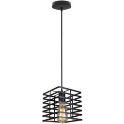 Suspension luminaire industrielle style vintage forme cage fer ø 22cm E27 noir pour chambre salon