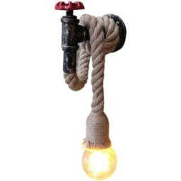 Applique Murale Chanvre Corde Conduite d'eau Luminaire Industriel Rétro Lampe murale créative lampe