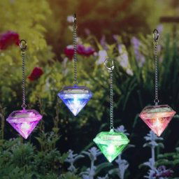 HI - Lampes solaires sous forme de diamant 4 pcs Multicolore