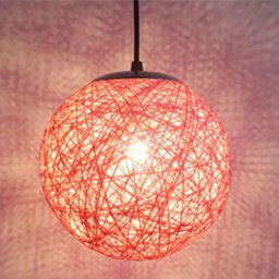 Stoex - Rétro Suspension Luminaire en Rotin Globe Rond 20cm, Lustre Abat-jour diy Lampe Plafond E27