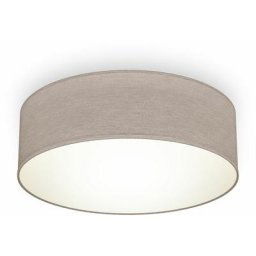 B.k.licht - Plafonnier textile taupe douille E27 rond Ø30cm éclairage plafond salon salle à manger