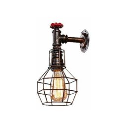 Applique Murale Industrielle en Bois Vintage Blanc, Lampe de Murale Réglable à 360 °, Ampoule E27