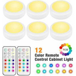 Lot de 6 Eclairage à piles Spots sous meuble led intégrée éclairage armoire 0.6W Multicouleur +