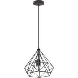 Lustre Suspension Cage en Fer forme Diamant 25CM, Lampe Suspendue Vintage E27 Eclairage pour Décor