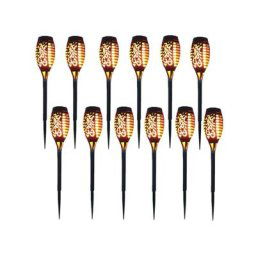 Lampe solaire 12 led 54cm Décor de jardin extérieur à lumière vacillante - 12 Pack