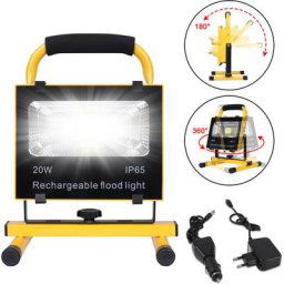Projecteur portatif 20W Projecteur de Chantier à led Blanc froid rotatif et portable Rechargeable