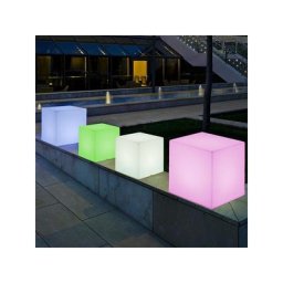 Moovere - Cube lumineux 45 solaire+batterie rechargeable led rgb avec télécommande 43x43x43cm