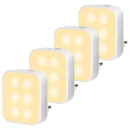 Veilleuse Enfant (4pcs) Veilleuse led avec Prise Murale et Capteur Automatique de Lumière, Idéale