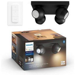 Hue White Ambiance buckram Spot plafonnier spirale 4x5.5W - Noir (Télécommande incluse), compatible