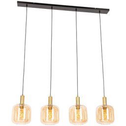 Zuzanna - Suspension multiples Design - 4 lumière - l 120 cm - Orange - Design - Éclairage