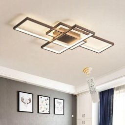 Led Plafonnier, 50W Dimmable Plafonnier avec Télécommande, 3 Carré Moderne éclairage de Plafond