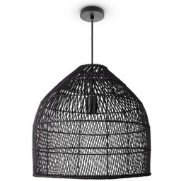 Paco Home - Suspension Salon Boho Lampes En Osier Rotin Lampe Suspendue Noir (Ø44 cm), Lampe à