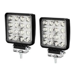2X 48WProjecteur Phare de Travail 12V 24V led Carré led Moto Spot Feux Additionnels Offroad Lampe