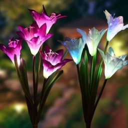 3 pièces 4 tête lis fleur lumière solaire led décoratif extérieur pelouse lampe maison jardin faux