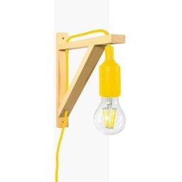 Applique scandinave murale yojo - Cadre en bois et suspension en silicone Jaune - Jaune