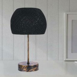 Cotecosy - Lampe à poser Moli H36cm Métal Or et Noir et Tissu Noir - Noir