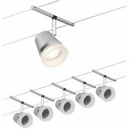 Système de corde Set Cône Chrome Matt, Chrome 5 Spots sans ampoules Max. 5xW GU5,3 dc 60VA