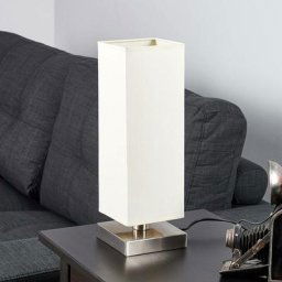 Lindby - Lampe à poser 'Martje' en textile pour salon & salle à manger - blanc crème