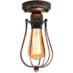 Créative Plafonnier Lampe de Plafond en Métal Fer Luminaire E27 Edison Rouille pour Bar Chambre