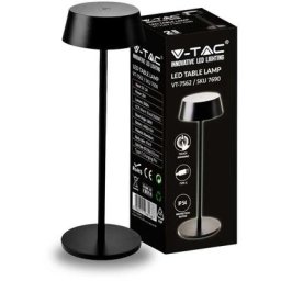 VT-7562 Lampe de Table led Noir 2W Aluminium usb Rechargeable avec Tactile Dimmable IP54 3000K sku