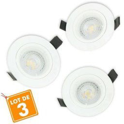 Eclairage Design - Lot de 3 Spot led encastrable complet 1/4 de tour Blanc Fixe avec Ampoule GU10