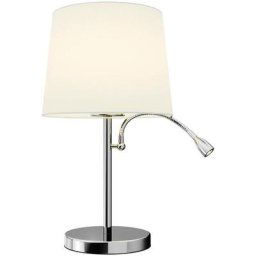 Lindby - led Lampe à poser 'Benjiro' en textile pour salon & salle à manger - blanc, chromé