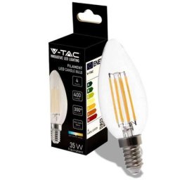 V-Tac VT-1986 Ampoule bougie LED filament 4W lampe E14 blanc lumière du jour 4000K - 214413
