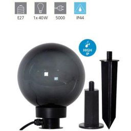 Spotlight Monterollo Smoke Black H: 24cm Ø: 20cm avec câble + prise IP44