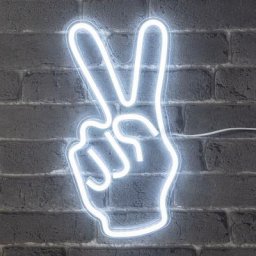 Neon led Peace 36,5CM - Neon Mural Blanc Froid sur Secteur - Lampe Neon Enseigne avec Interrupteur
