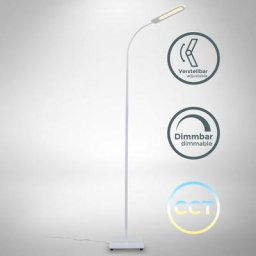 Lampadaire salon, platine led 8W, luminosité réglable, tête flexible, choix de lumière: blanc