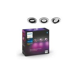 Hue White Ambiance, Milliskin spots encastrés aluminium 3x5,7W, compatible Bluetooth, fonctionne
