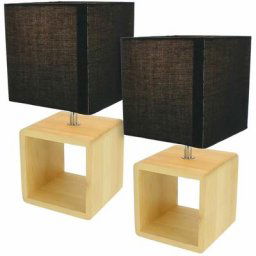 Eclairage Design - Lot de 2 Lampes de chevet et table a poser Bois E14 30cm bragi