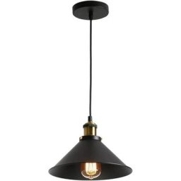 Stoex - 26cm Vintage Lustre Suspension industrielle Lampe de Plafond Abat-Jour Noir