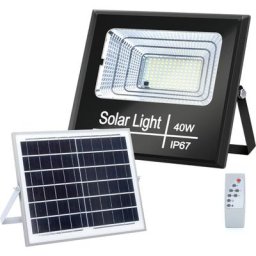 Aigostar - projecteur solaire 40W avec télécommande panneau crépusculaire