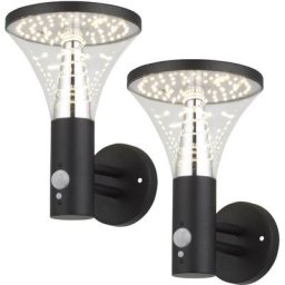 Arum Lighting - Lot de 2 Appliques murales solaires benidorm Equi. 60W Détecteur de Présence 3 Modes