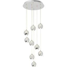 Led Suspension en verre 'Hayley' en métal pour salon & salle à manger - transparent, chromé