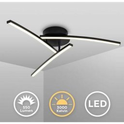 I Plafonnier 15W à 3 flammes i pivotant i 3000K blanc chaud i noir i 1650 lumen - B.k.licht