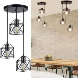 Suspension industrielle à 3 lumières, éclairage de plafond encastré réglable pour îlot de cuisine