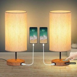 Lot de 2 Lampes de Chevet à Commande Tactile, 3 Températures de Couleur et Luminosité Continue,
