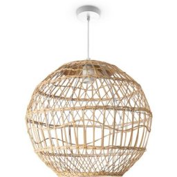 Paco Home - Suspension Salon Boho Lampes En Osier Rotin Lampe Suspendue Créme (Ø40 cm), Lampe à
